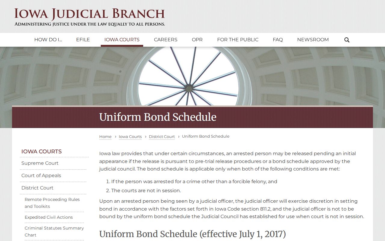 Iowa bond schedule relevant to some Sioux County warrant arrests