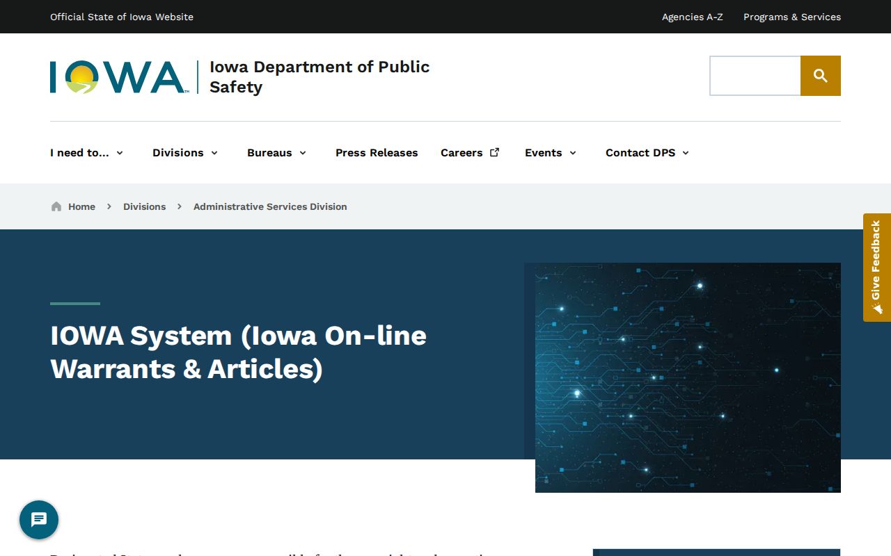 Sioux County active warrant network access description