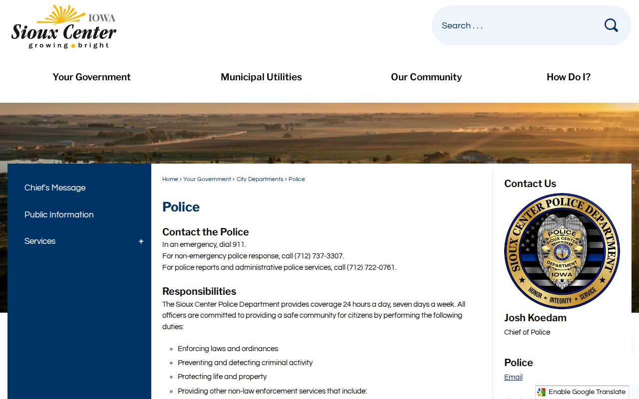 Sioux Center warrant records police contact source